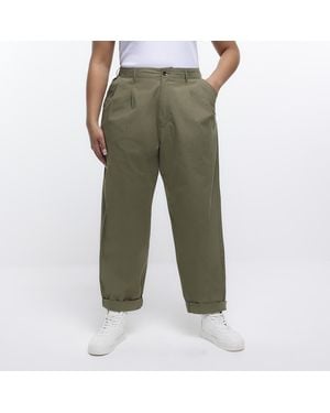 River Island Chino Trousers Plus Straight Leg Cotton - Green