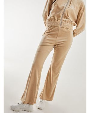 Pink Vanilla Velour Flare Joggers - Natural