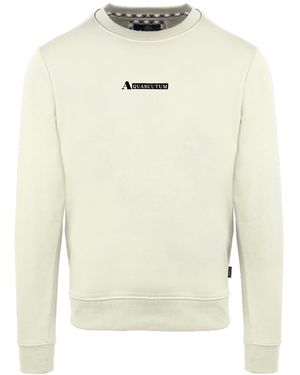 Aquascutum Crew Neck Ribbed Collar Long Sleeve Sweatshirt - White