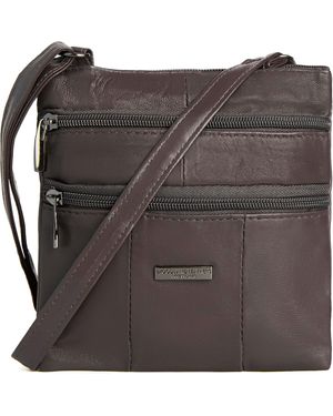 Woodland Leathers Real Leather Crossbody Bag - Black