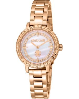 Roberto Cavalli Stainless Steel Rose Colour Watch - Natural
