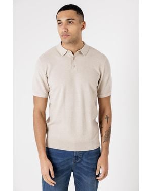 Kensington Eastside Cotton Short Sleeve Button-Up Polo Shirt - Blue