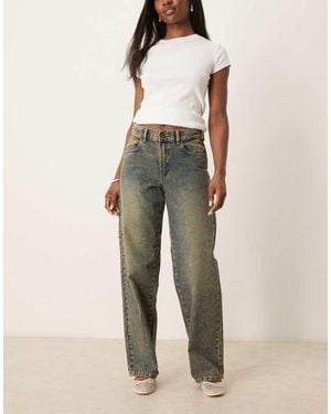 Dickies Herndon Mid Rise Loose Wide Leg Denim Jeans - Natural