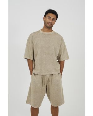 Brave Soul Oversized T-Shirt & Shorts Set - Natural