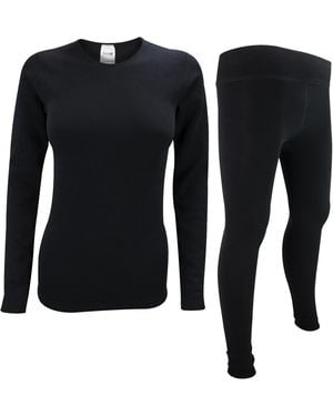 THMO Ladies Long Sleeve Thermal Top & Leggings For Winter - Black