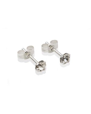 The Jewellery Stockroom Sterling 3.5Mm Crystal Stud Earrings - Black