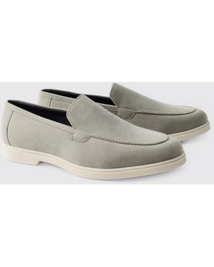 BoohooMAN Faux Suede Loafer - Grey