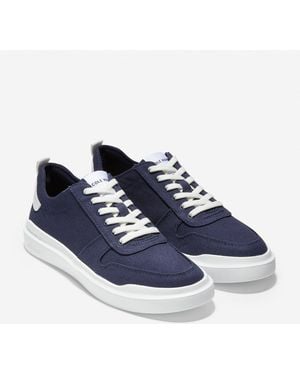 Cole Haan Grandpro Rally Ca Cotton Blend Marine Optic Trainers - Blue
