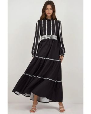 Hiccup Flowering Tippet Maxi Dress - Black