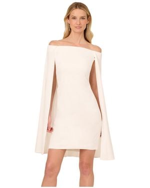 Adrianna Papell Off Shoulder Cape Dress - Pink