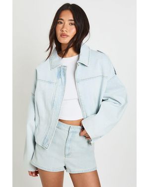 Boohoo Oversized Denim Bomber - Blue