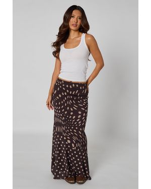 Urban Bliss Floral Midi Skirt - Brown