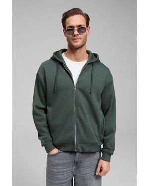 Grimelange Oversized Hooded Zip Sweatshirt - Green