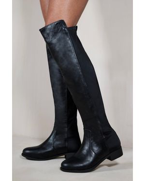 Where's That From Diem Over The Knee Pull On Boots With Low Heel - Blue