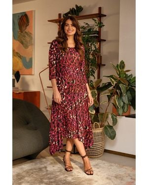 Izabel London Animal Print Hanky Hem Jersey Dress - Brown