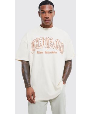 BoohooMAN Oversized Chicago Print T-shirt - White