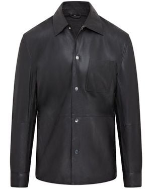 Infinity Leather Trucker Western Unlined Shirt Jacket - Black