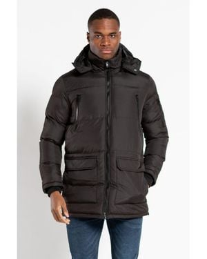 French Connection Hooded Padded Parka Longline Jacket in Grey for Men Lyst UK