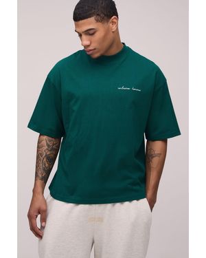 BoohooMAN Oversized Homme Heavyweight Extended Neck Boxy T-Shirt - Green