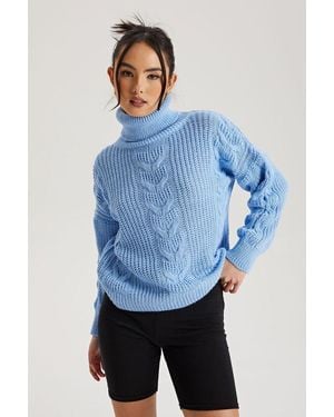Urban Bliss Light Roll Neck Jumper - Blue