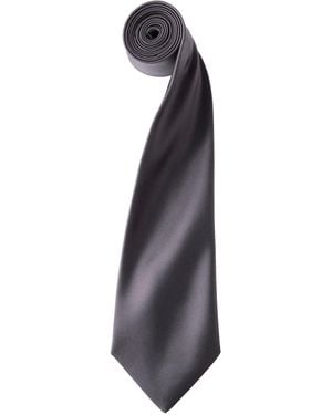 PREMIER Plain Satin Tie (Narrow Blade) (Dark) - Grey