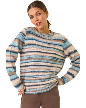 Roman Wool Blend Striped Stretch Jumper - Grey