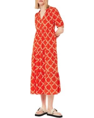 Whistles Daisy Trellis Trapeze Dress - Red