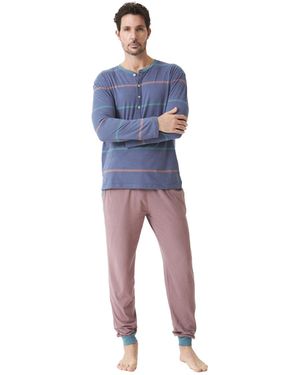 J And J Brothers Long Sleeve Pyjamas Jjbdp5500 - Blue