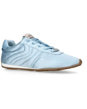 Steve Madden Satin Abbi Trainers - Blue