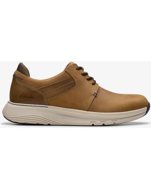 Clarks Motion Trek Pt Dark Tan Lea Trainers - Brown