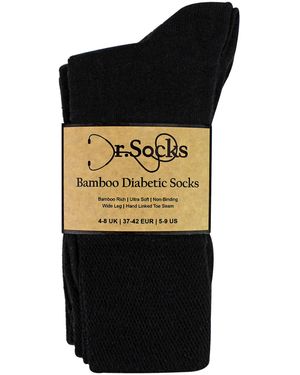 Dr.Socks 4 Pack Ladies Bamboo Diabetic Socks Soft Breathable Non Binding - Black