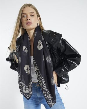 River Island Scarf Skull Print - Black
