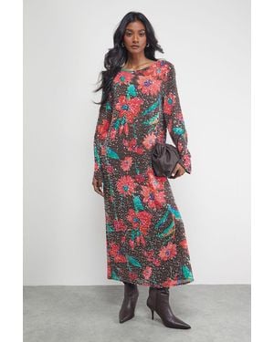 Warehouse Sequin Column Midi Dress - Red