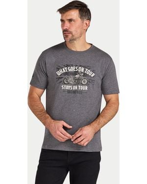 Raging Bull What Goes On Tour Print T-Shirt Dark Marl Cotton - Grey