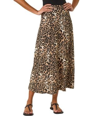 Roman Stretch Midi Skirt - Natural