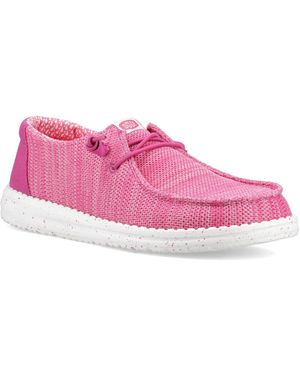 HEYDUDE Wendy Stretch Sox Fuchsia Moccasins Shoes - Pink