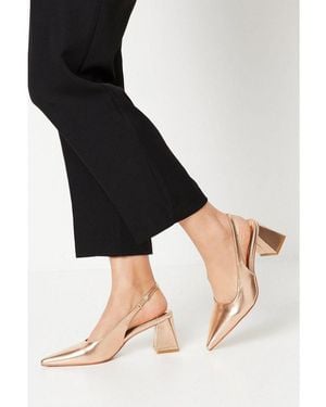 Oasis Venus Slingback Mid Block Heel Pointed Court Shoes - Black