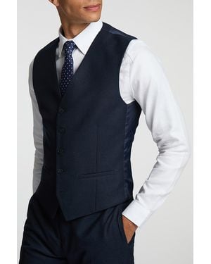 Alexandre Silver Label Of England Slim Fit Flannel Waistcoat - Blue