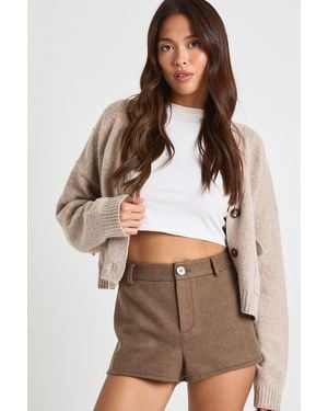 Boohoo Wool Look Short - Brown