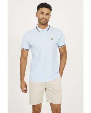 Brave Soul Cotton Polo Shirt With Contrast Colour Stripe - White