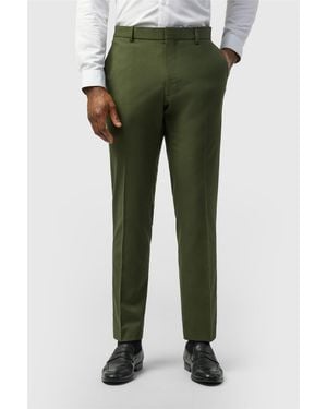 Limehaus Flat Fronted Slim Fit Suit Trousers - Green