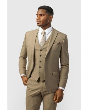 Limehaus Single Breasted Two Button Slim Fit Suit Jacket - Natural