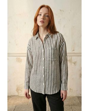 My Fashion Striped Button-Up Shirt - Natural