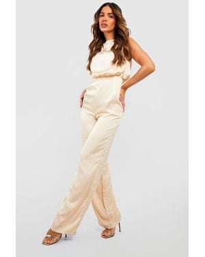 Boohoo Satin Wide Leg Jumpsuit - Multicolour
