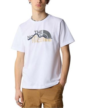 The North Face T Shirts Ss Mountain Line Tee Cotton Summer Crew Neck Tops - White