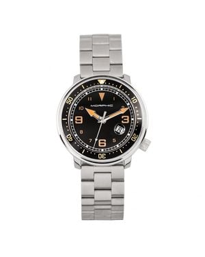 Morphic Stainless Steel Leather-Band Wrist Watch - White