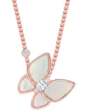 Bibei Necklace With Butterfly Pendant And Cubic Zirconia - White