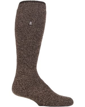 Heat Holders Long Leg Outdoor Merino Wool Thermal Socks With Reinforced Heel And Toe For Winter - Brown