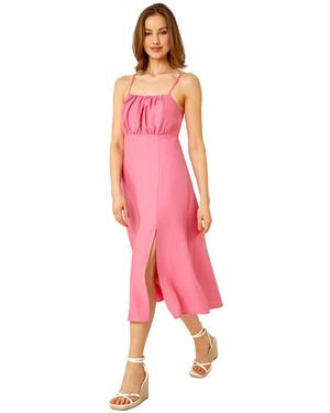 Roman Sleeveless Gathered Midi Dress - Pink
