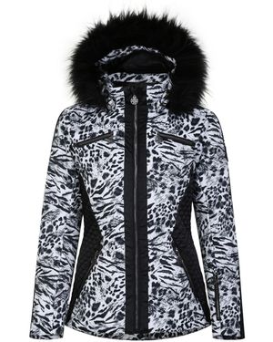 Regatta Ladies Julien Macdonald Mastery Animal Print Ski Jacket (/) Material_Polyester - Black